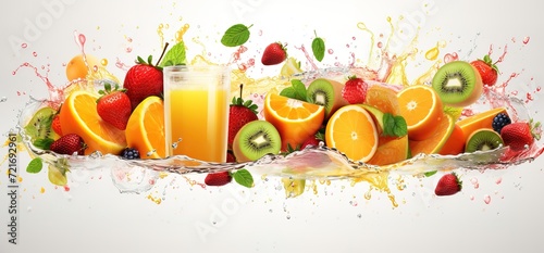 fruit juice with a splash of water on a white background