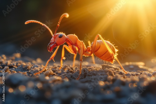 close up ant on the ground, sunlight, natural light. Generated AI © jirayut