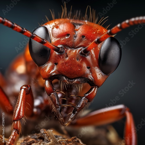 close up ant face, macro portrait. Generated AI © jirayut