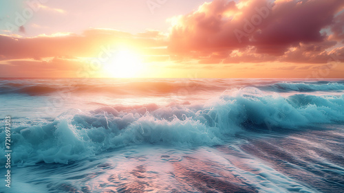 A Colorful Vibrant Seascape with Waves