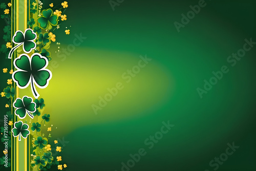 St Patricks Day background image with shamrocks on the left boarder