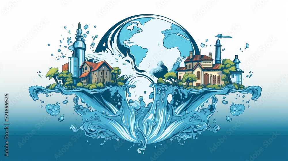 Illustration of Water Conservation Concept WorldWaterDay 
