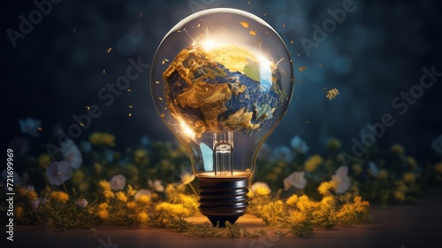 Light bulb and earth EarthHour 