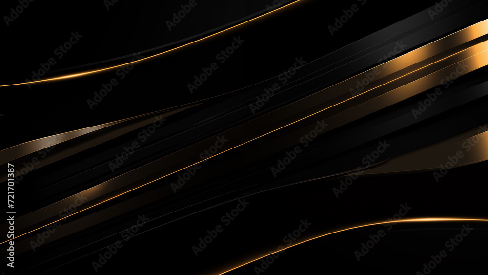 Abstract dark black background with golden lines. Graphic concept for ...