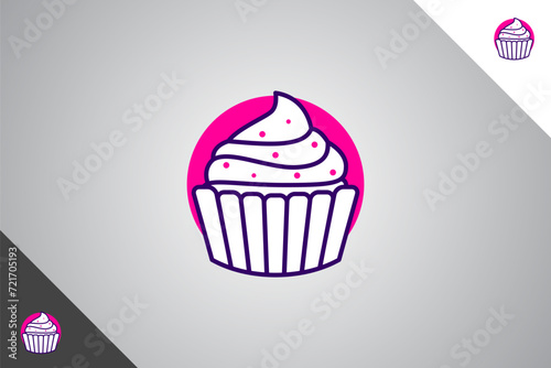Cup cake logo. Bakery  cakes and pastries logo identity template. Perfect logo for business related to bakery  cakes and pastries. Isolated background. Vector eps 10.