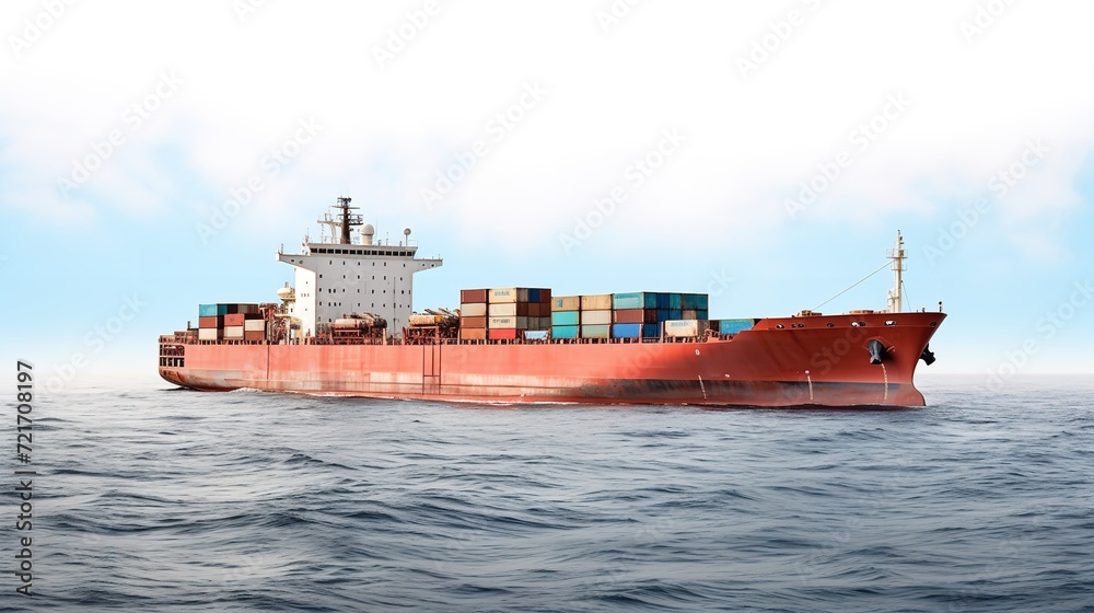 Massive Cargo Ship Navigating Open Sea - AI Generated Massive Cargo Ship Navigating Open Sea - AI Generated