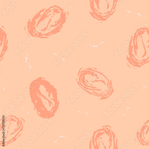 abstract circle peach pink stamp with rope thread