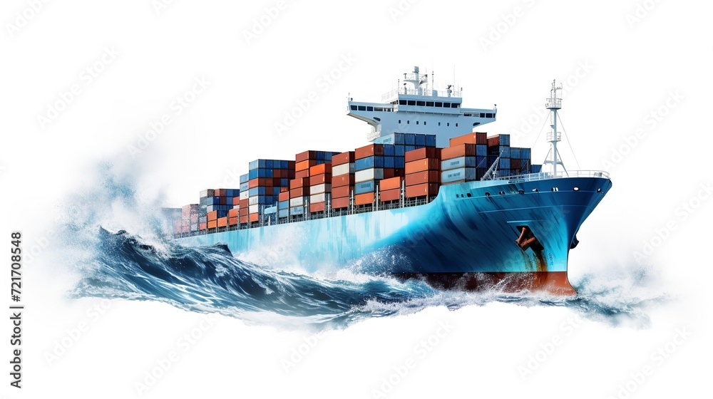 Massive Cargo Ship Navigating Open Sea - AI Generated