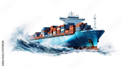 Obraz na płótnie Massive Cargo Ship Navigating Open Sea - AI Generated w salonie