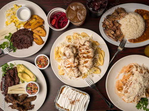 Honduran food flat lay composition