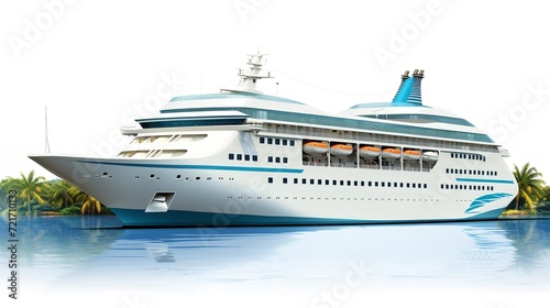 Luxury Cruise Ship Voyage in Idyllic Tropical Sea - AI Generated