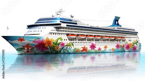 Luxury Cruise Ship Voyage in Idyllic Tropical Sea - AI Generated