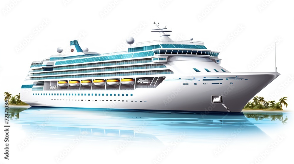 Luxury Cruise Ship Voyage in Idyllic Tropical Sea - AI Generated Luxury Cruise Ship Voyage in Idyllic Tropical Sea - AI Generated