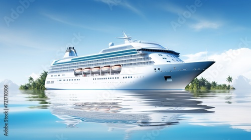 Luxury Cruise Ship Voyage in Idyllic Tropical Sea - AI Generated © VisualMarketplace