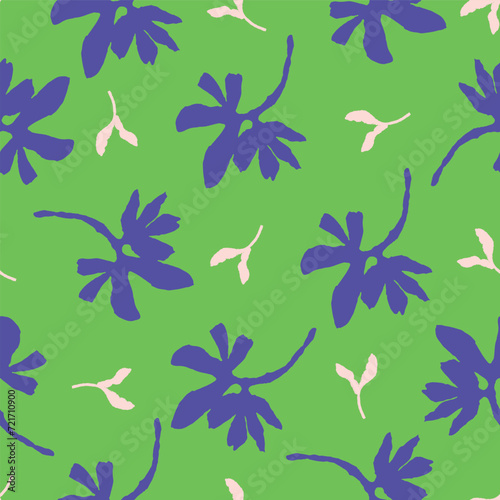 Trendy vector floral pattern with organic botanical shapes. Modern bold summer flower print, design in scandi style.