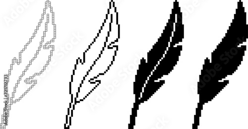 pixel art feather icon set