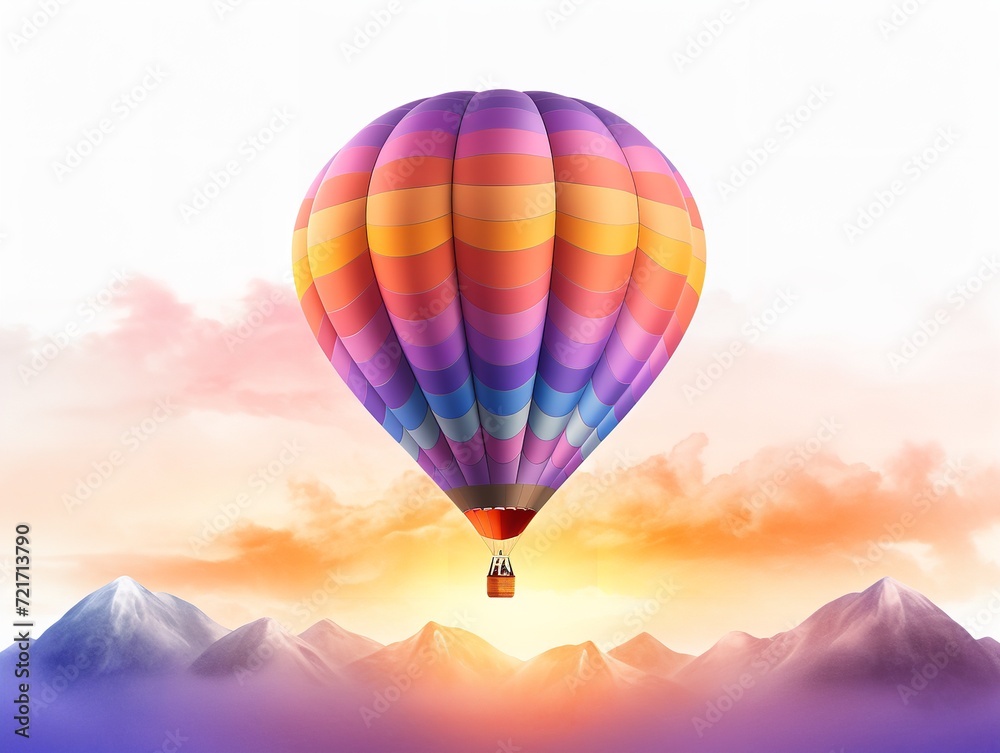 Fototapeta premium Dreamy Hot Air Balloon Floating in Blue Sky - AI Generated