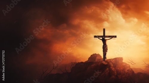Good friday background with jesus christ and cross
 photo