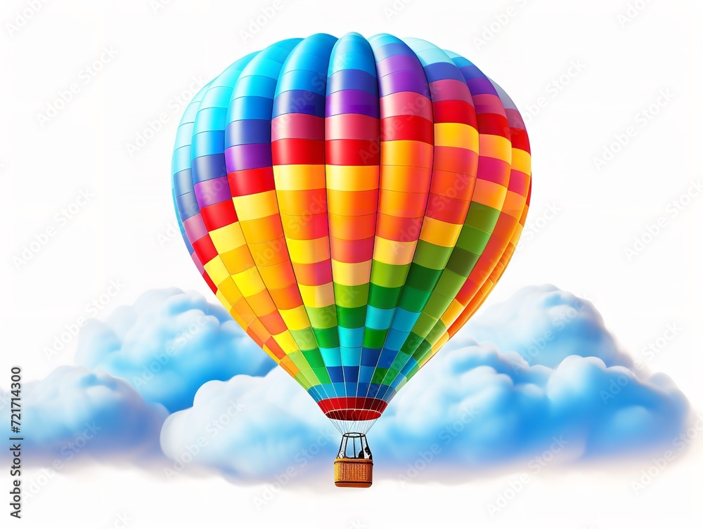 Fototapeta premium Dreamy Hot Air Balloon Floating in Blue Sky - AI Generated