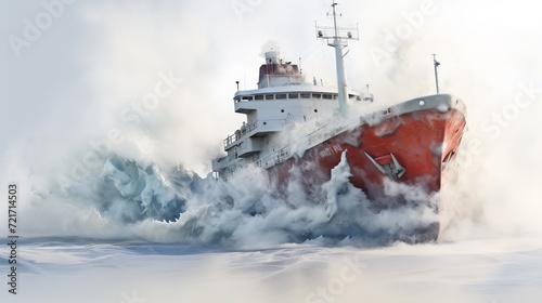 Mighty Icebreaker Ship Pioneering Arctic Waters - AI Generated