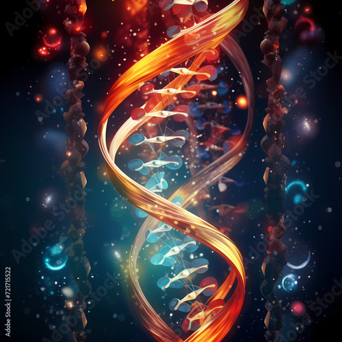 Abstract DNA strands merging and splitting.