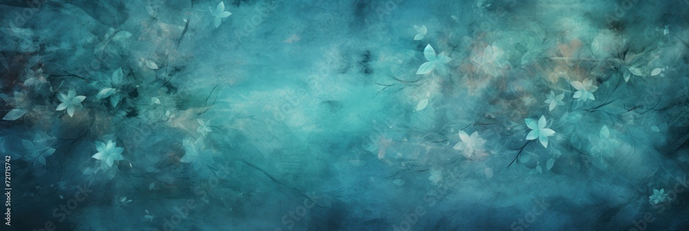 aquamarine abstract floral background with natural grunge texture