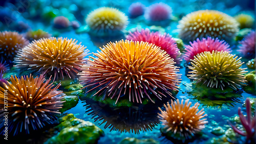 Sea urchins among the corals