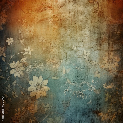 bronze abstract floral background with natural grunge textures © Celina