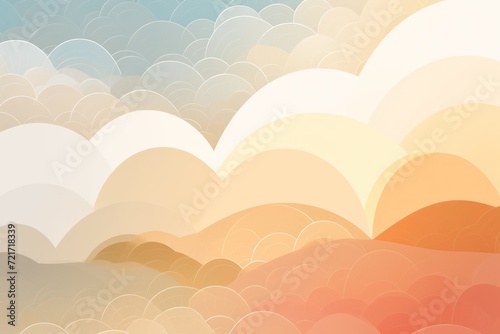 Beige gradient colorful geometric abstract circles and waves pattern background