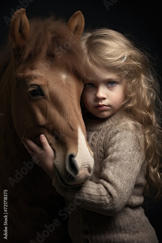 tender and caring connection between a girl and a pony