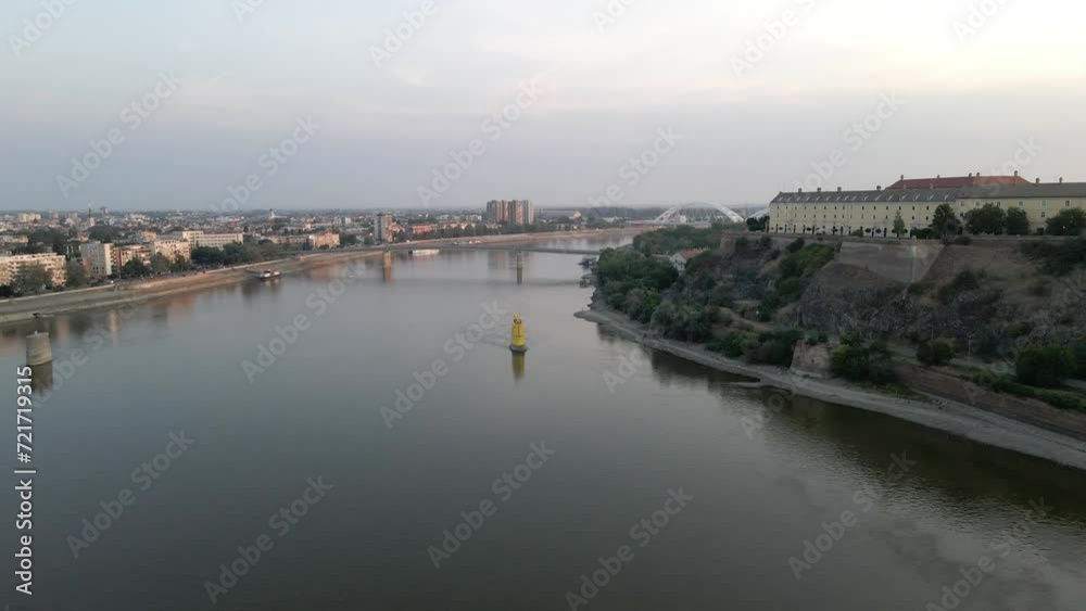 Drone captures Danube river, Petrovaradin Fortress and city of Novi Sad Drone captures Danube river, Petrovaradin Fortress and city of Novi Sad