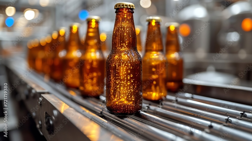 Generative AI : Beer bottles on the conveyor belt Generative AI : Beer bottles on the conveyor belt