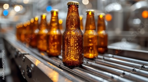 Generative AI   Beer bottles on the conveyor belt