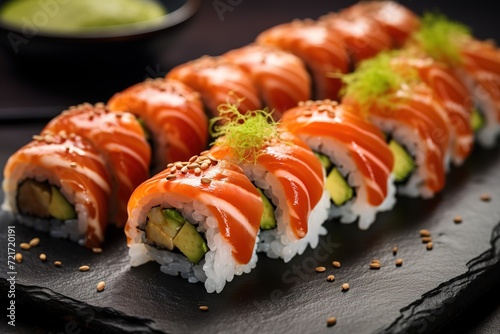 delicious sushi food and precise cutting, create your wallpaper or products