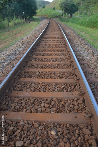 railroad tracks in the forest
