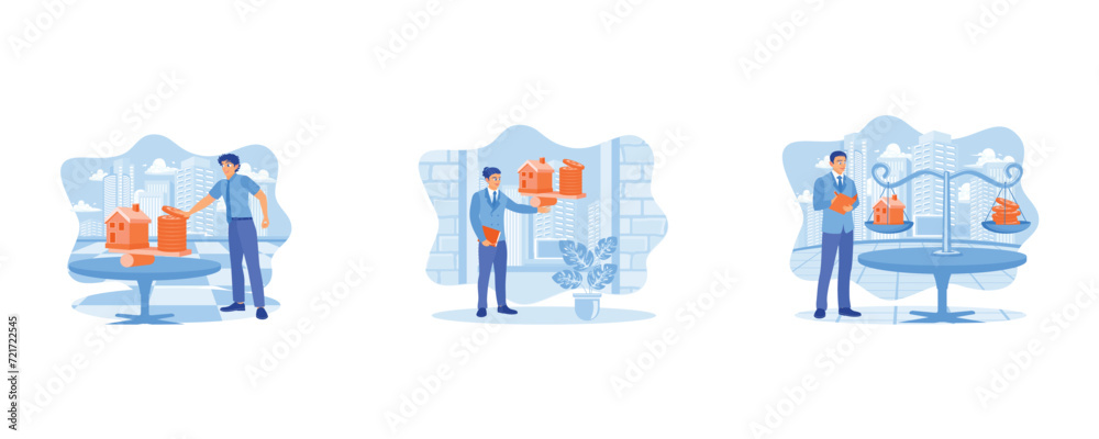 A group of young entrepreneurs gathered in the office lobby. Young entrepreneurs are collaborating on a new project. Businessman in office workplace concept. set flat vector modern illustration A group of young entrepreneurs gathered in the office lobby. Young entrepreneurs are collaborating on a new project. Businessman in office workplace concept. set flat vector modern illustration