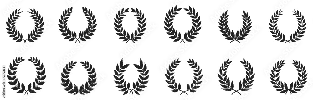 Assorted Laurel Wreath Vector Set - A Compilation of Honorary Emblems and Icons