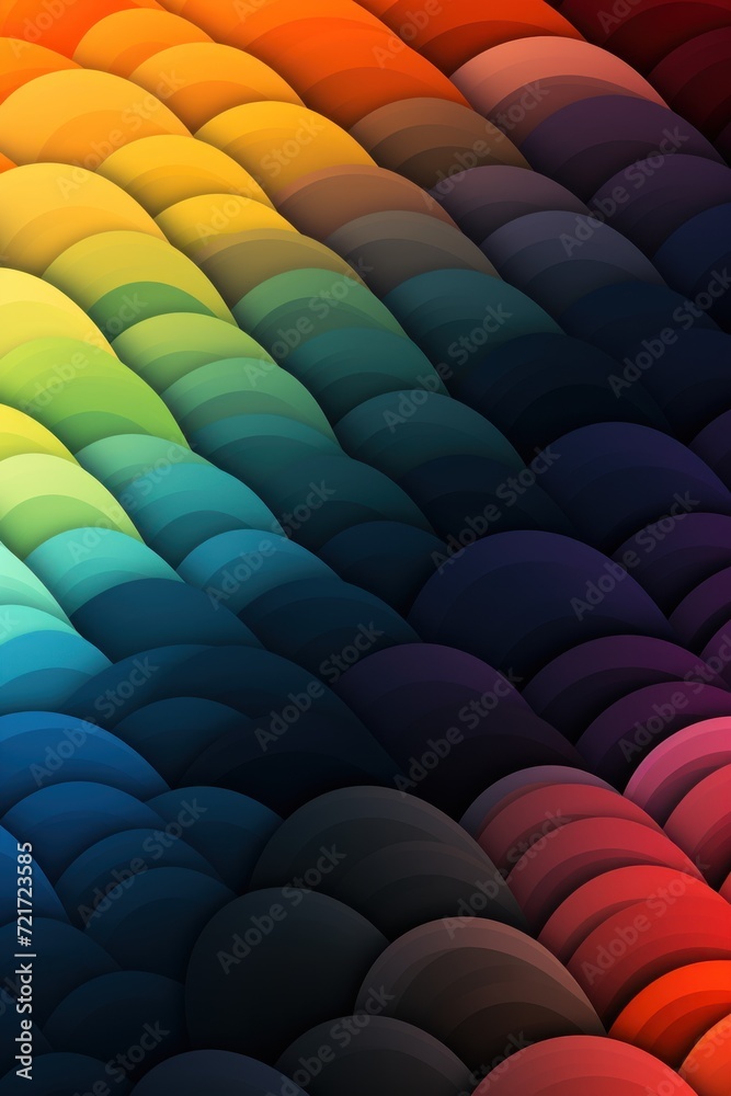 Charcoal gradient colorful geometric abstract circles and waves pattern background