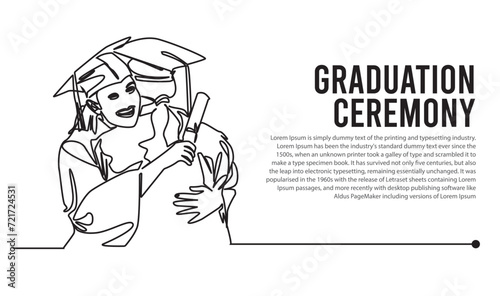 Graduation ceremony vector One line illustration. (ID: 721724531)