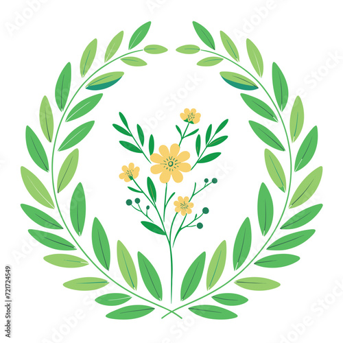 Floral Laurel Wreath Illustration - Award and Honor Symbol, Vector Design