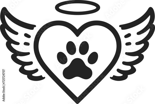  Dog Paw Print with Angel Wings and Halo