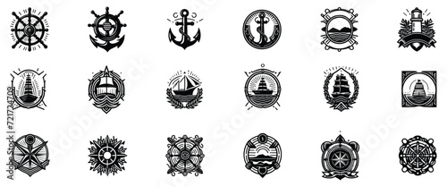 Contemporary Vessel Vector Icon Components - Anchors and Compasses