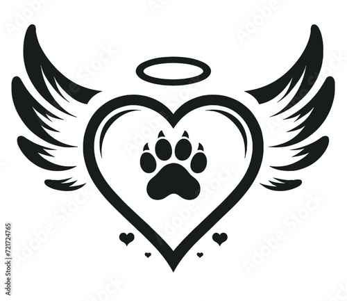 Winged Dog Paw Print Emblem for Pet Memorials