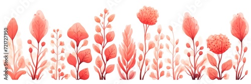 Coral several pattern flower  sketch  illust  abstract watercolor  flat design  white background