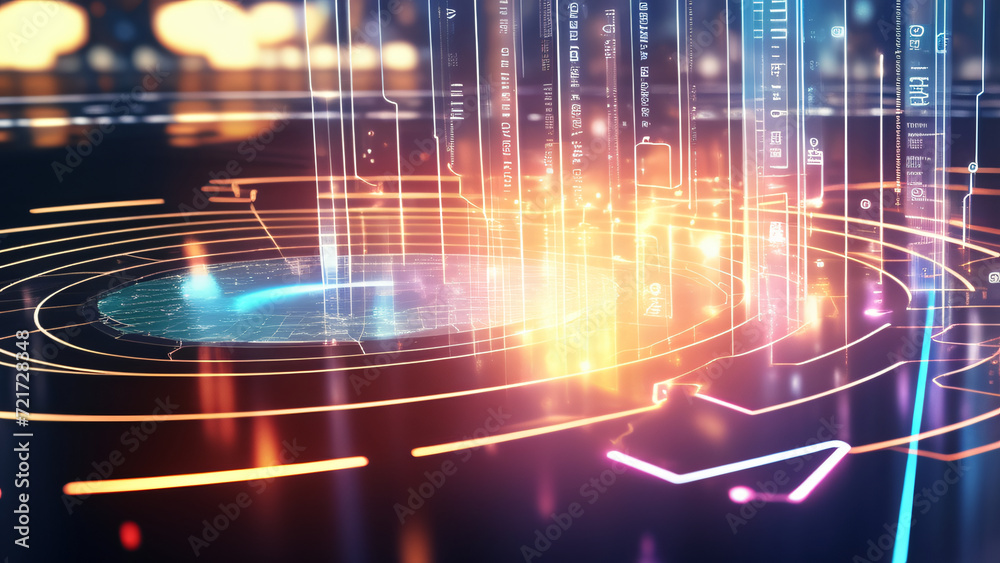 Fototapeta premium hologram of business graph on blurred modern background