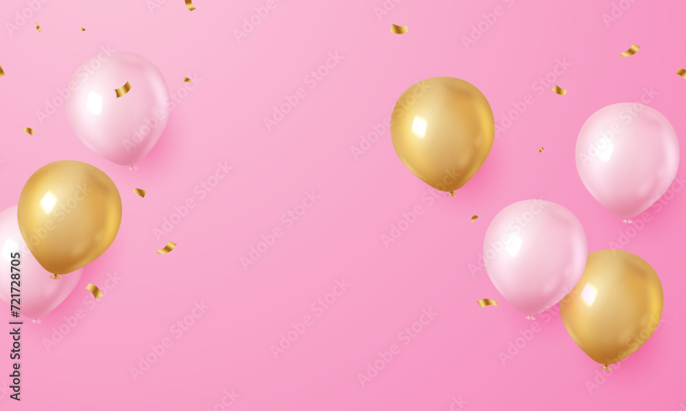 Elegant pink balloon background for festival and festive decoration. Vector illustration.