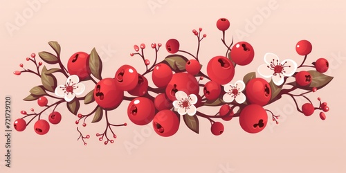 Cranberry vector illustration cute aesthetic old mahogany paper with cute mahogany flowers