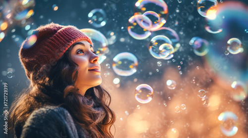 Ethereal Bubble Symphony: Photo capturing bubbles for a whimsical ambiance.