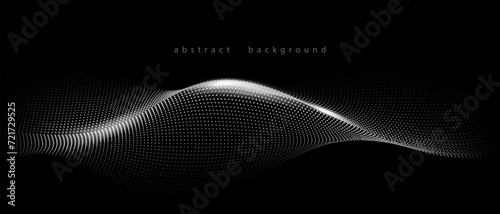 Flowing particles form waves, a gradient light pattern. modern technology background Vector illustration