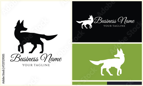 silhouette fox vector logo template